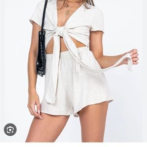 Princess Polly romper + white jeans